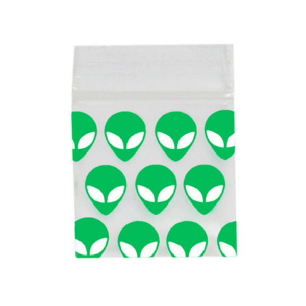Original Apple Mini Ziplock Bags - Green Alien - 25mm x 25mm & 50mm x 50mm