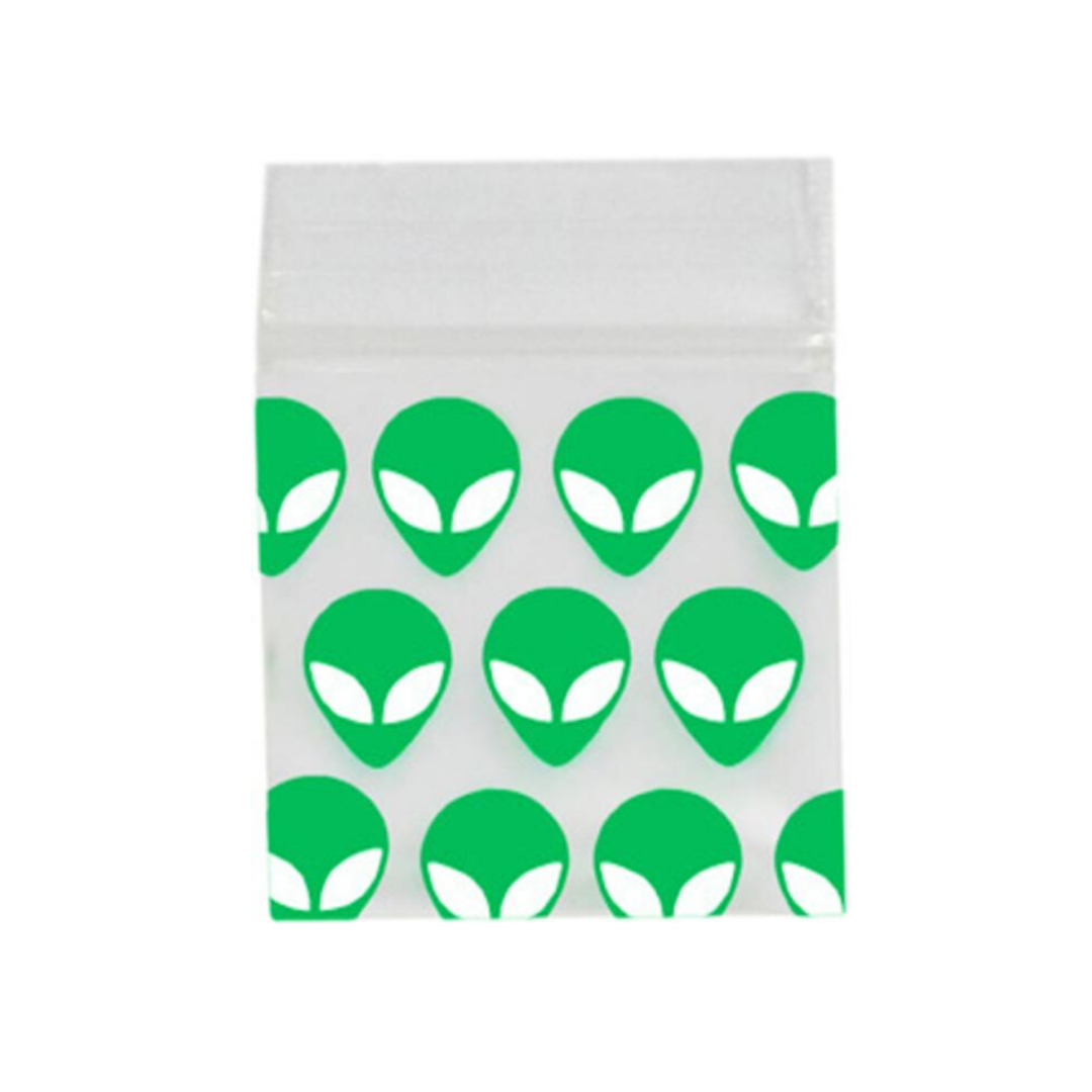 Original Apple Mini Ziplock Bags - Green Alien - 25mm x 25mm & 50mm x 50mm