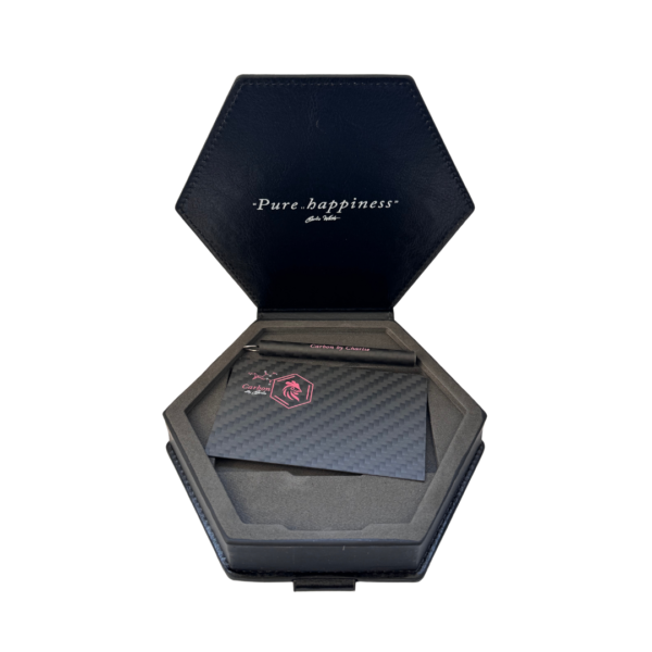 Carbon By Charlie: Pure Carbon Fibre Card and Straw in Luxury Box – White or Pink - Image 2
