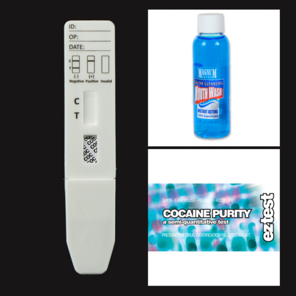 Cocaine Purity EZ Test Kit + COC Saliva Test + Magnum Detox Saliva Cleansing Mouthwash