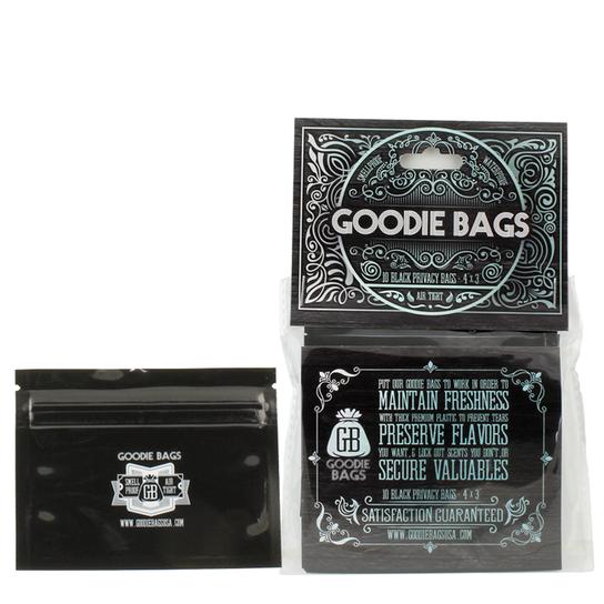 Goodie Bags Smellproof Ziplock Bags - Small Black (4"x3") x10
