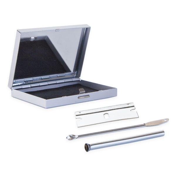 Snuff Kit With Aluminium Case with Built in Mirror