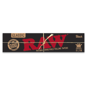 RAW Classic Black King Size Natural Unrefined Rolling Papers – 32 Leaves