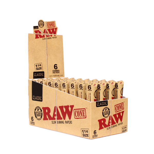 RAW Classic Pre-Rolled Cone 1 ¼ Size - 6 Pack