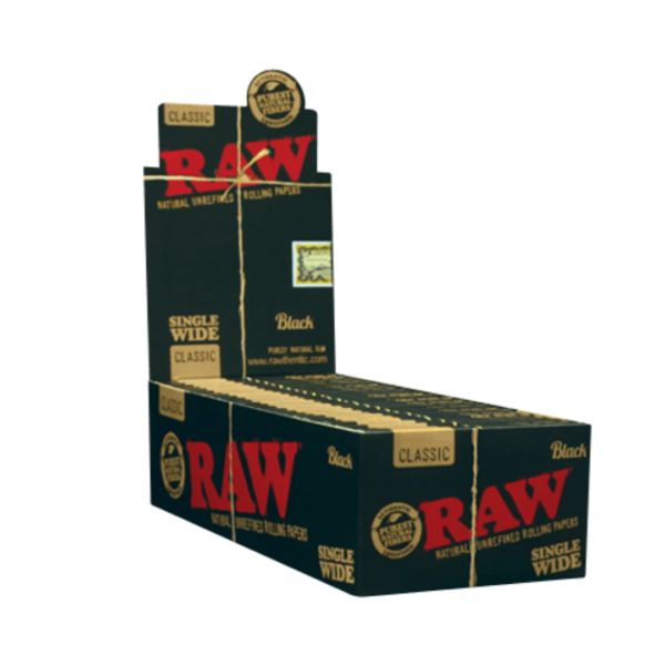 RAW Black Single Wide Double Feed Rolling Papers – 100 Leaves
