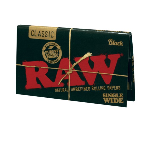 RAW Black Single Wide Double Feed Rolling Papers – 100 Leaves