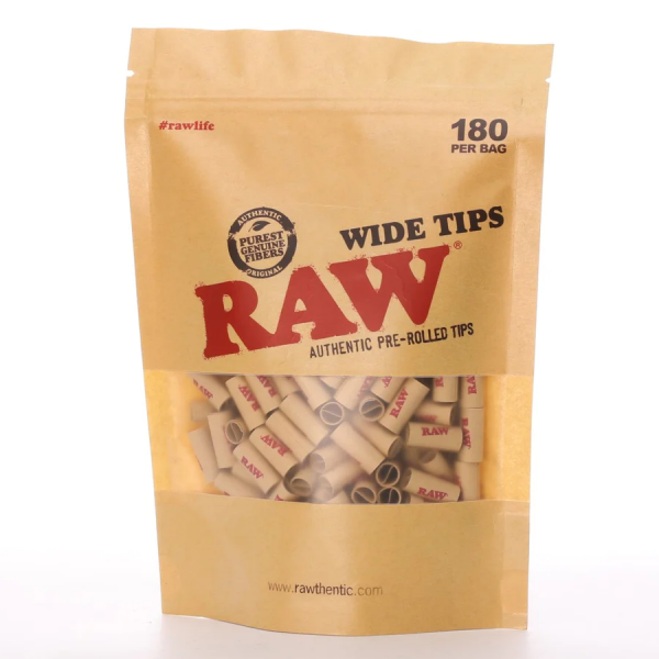 RAW Pre Rolled Wide Tips Bag – 180 Tips