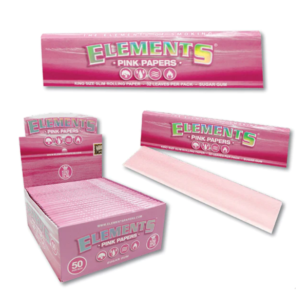 Elements Pink Ultra Thin Rice Rolling Papers – 1 ¼ or Kingsize Slim
