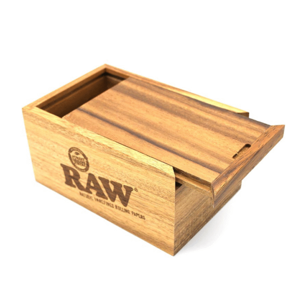 RAW Acacia Wood Storage Box with Slide Top Lid