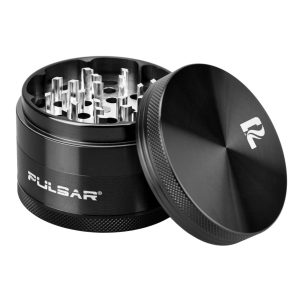 Pulsar Solid Top 4-piece Herb Grinder – 2.5”/63mm - Black