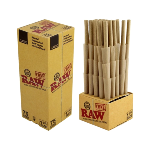 RAW Classic Pre-Rolled 1¼ Cones – 75 Pack