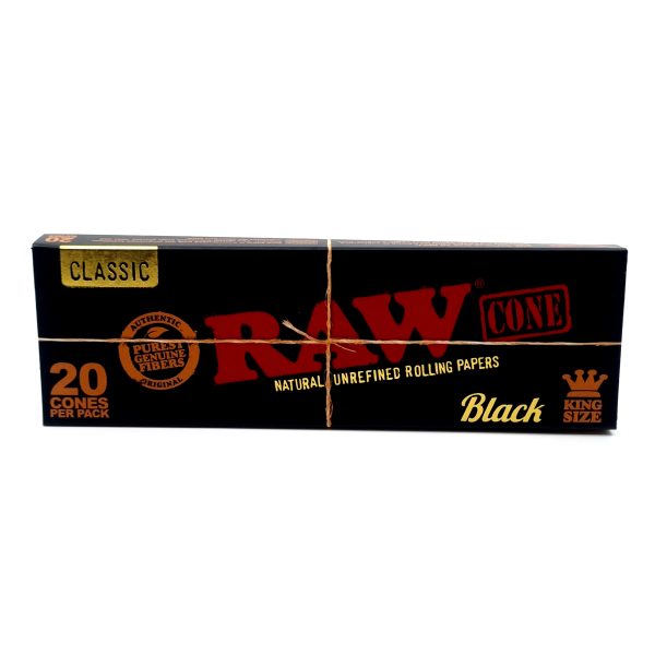 RAW Black Pre-Rolled King Size Cones – 20 Pack