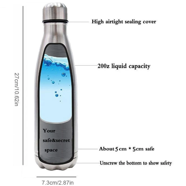 Diversion Water Tumbler Drink Bottle Hidden Safe Can - Black