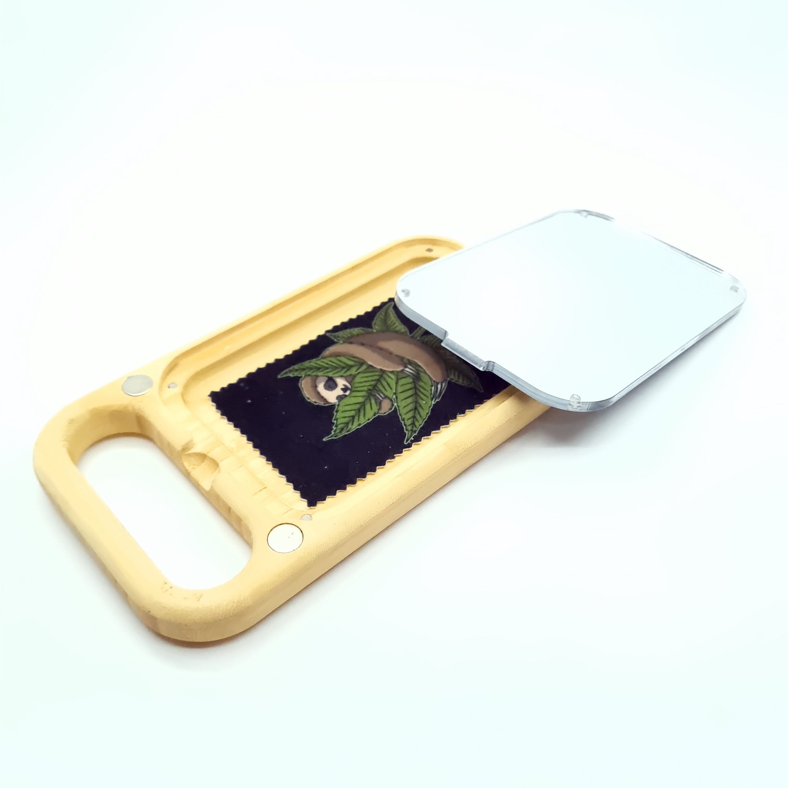 Acrylic mirror bamboo rolling tray with slim stash box