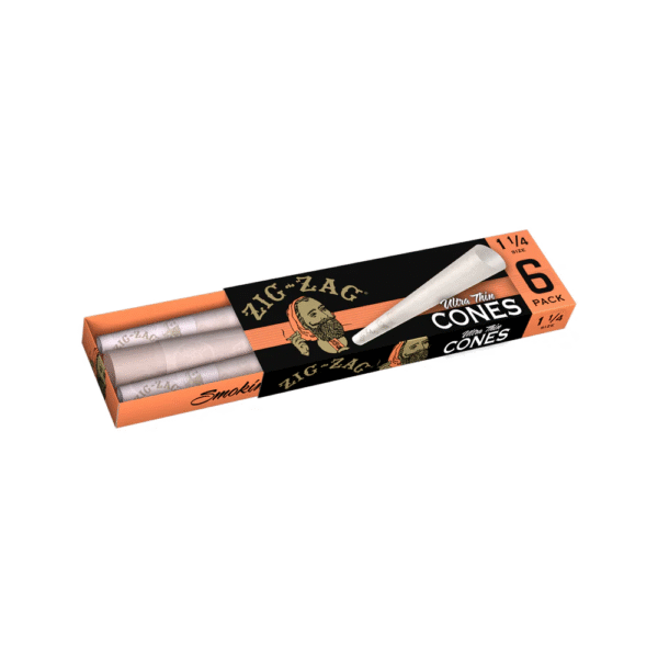 zig zag 1 1/4 size ultra thin pre-rolled cones 6 pack