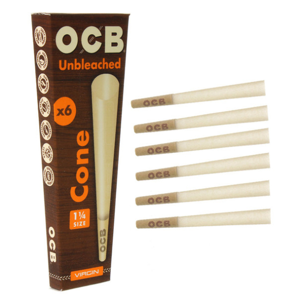 OCB virgin unbleached 1 1/4 size pre rolled cones
