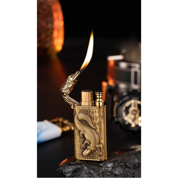 Windproof Crocodile Dual Flame Lighter – Various Colours - Image 6
