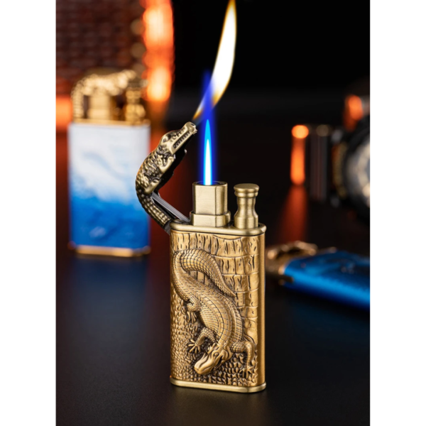 Windproof Crocodile Dual Flame Lighter – Various Colours