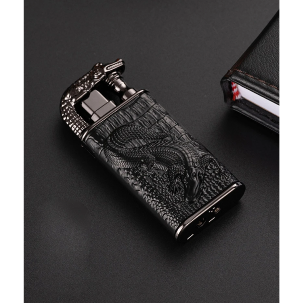 Windproof Crocodile Dual Flame Lighter – Various Colours - Image 3
