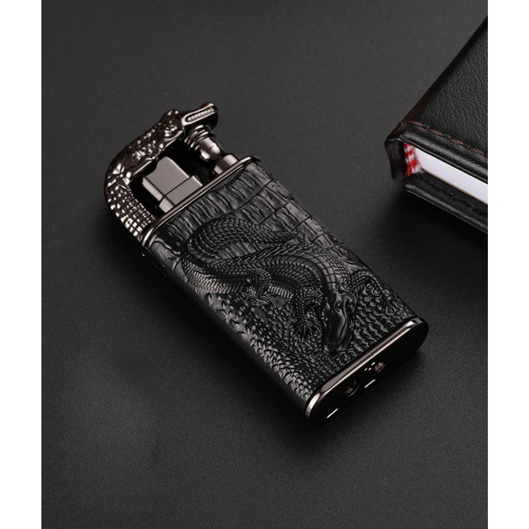 Windproof Crocodile Dual Flame Lighter – Various Colours - Image 3