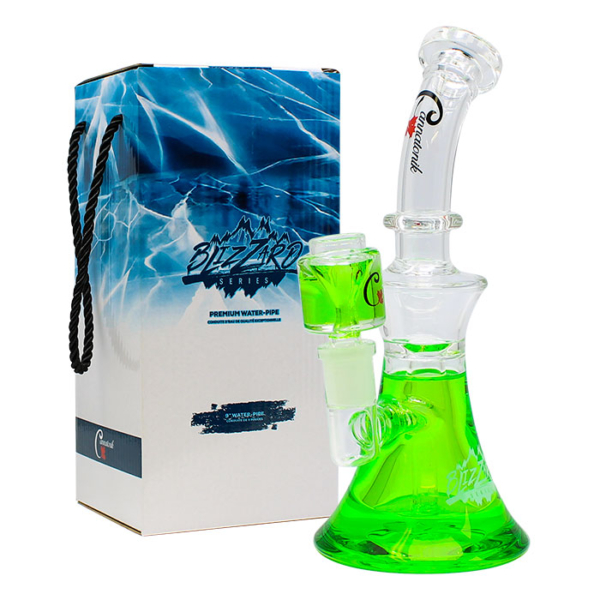 Cannatonik - Green Blizzard Series Freezable Glass Water Pipe- 9”/22cm