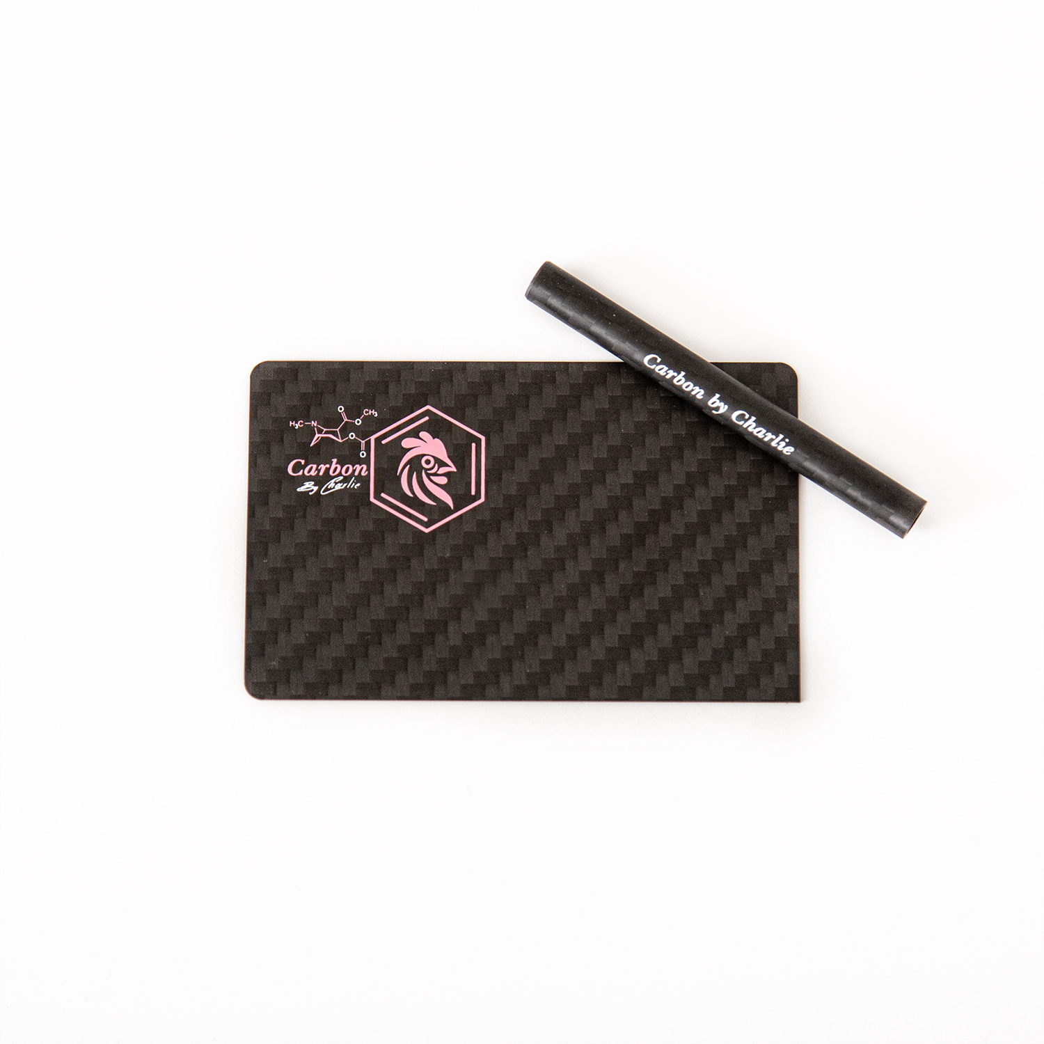 Pure Carbon Fibre Card and Straw – Pink & White