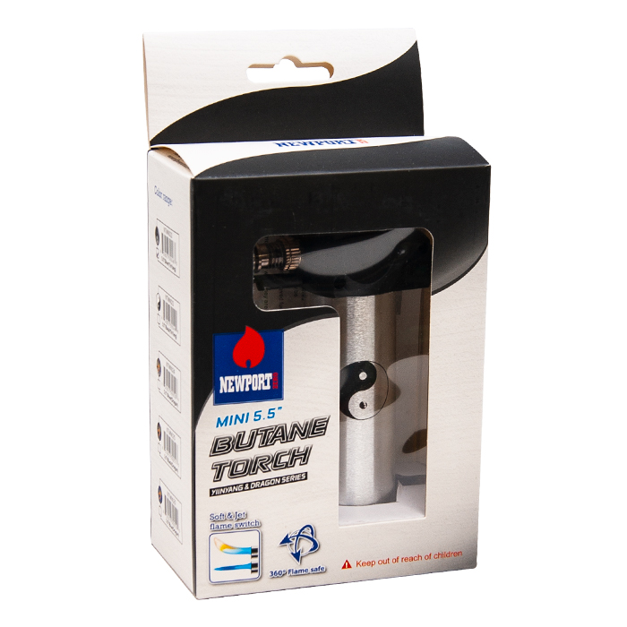 Newport Zero 5.5" Mini Butane Torch - Silver Ying Yang