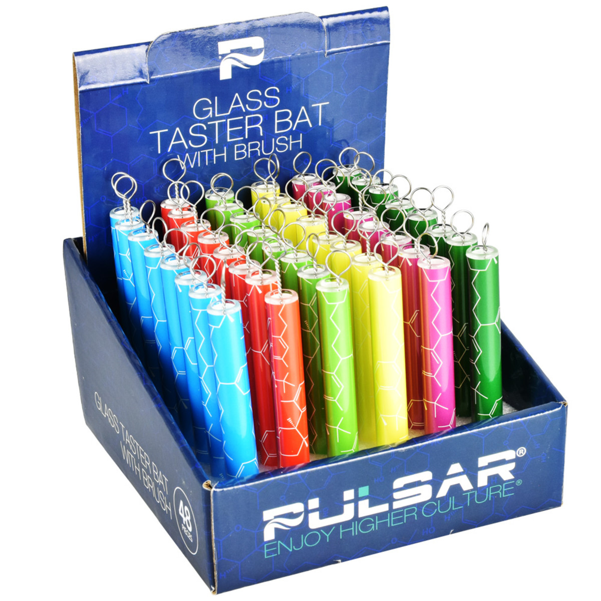 Pulsar Glass Taster Bat - 4"/10.5cm - THC Molecule – Various Colours - Image 2