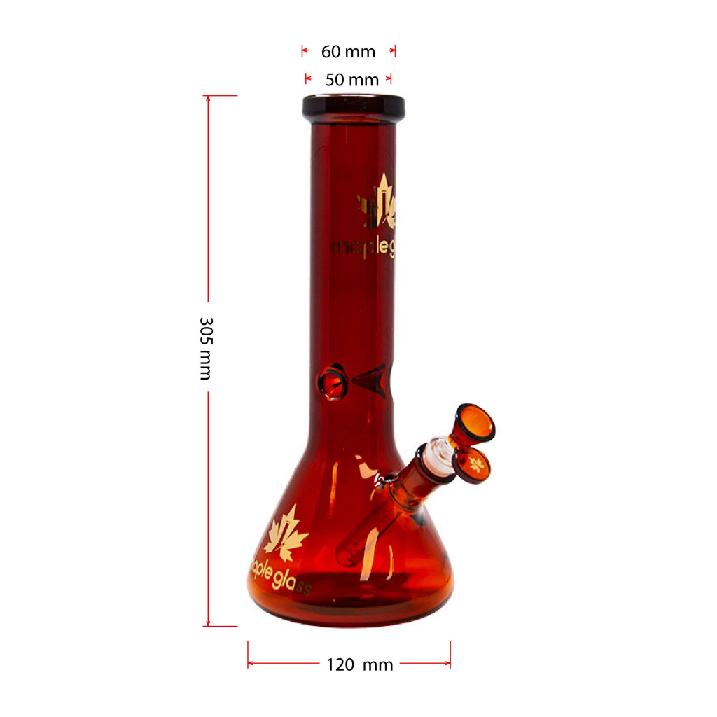 Maple Glass Amber Colour Beaker Water Pipe 12”/30.4cm