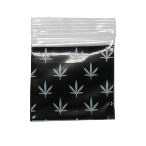 Original Apple Mini Ziplock Bags – Black Leaf Bag (32mm x 32mm) x100