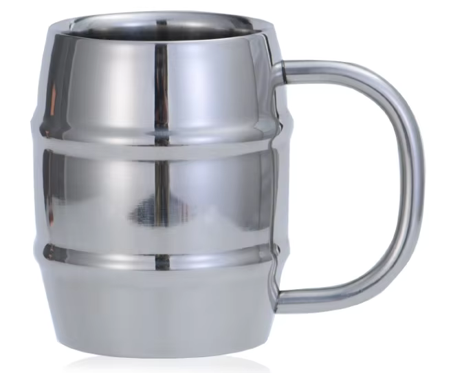 Double Stainless Steel Barrel Beer Cup - 450mL