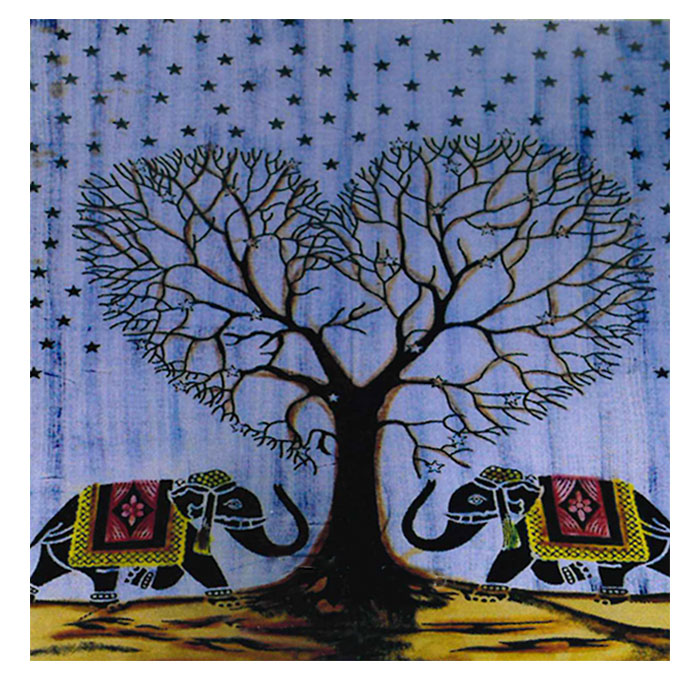 Grey Scale Heart Tree of Life Elephant Flag