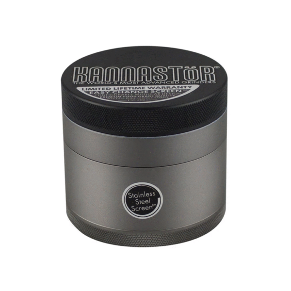 Kannastor Easy Screen 4 Piece Grinder – Gunmetal – 2.5”/63mm
