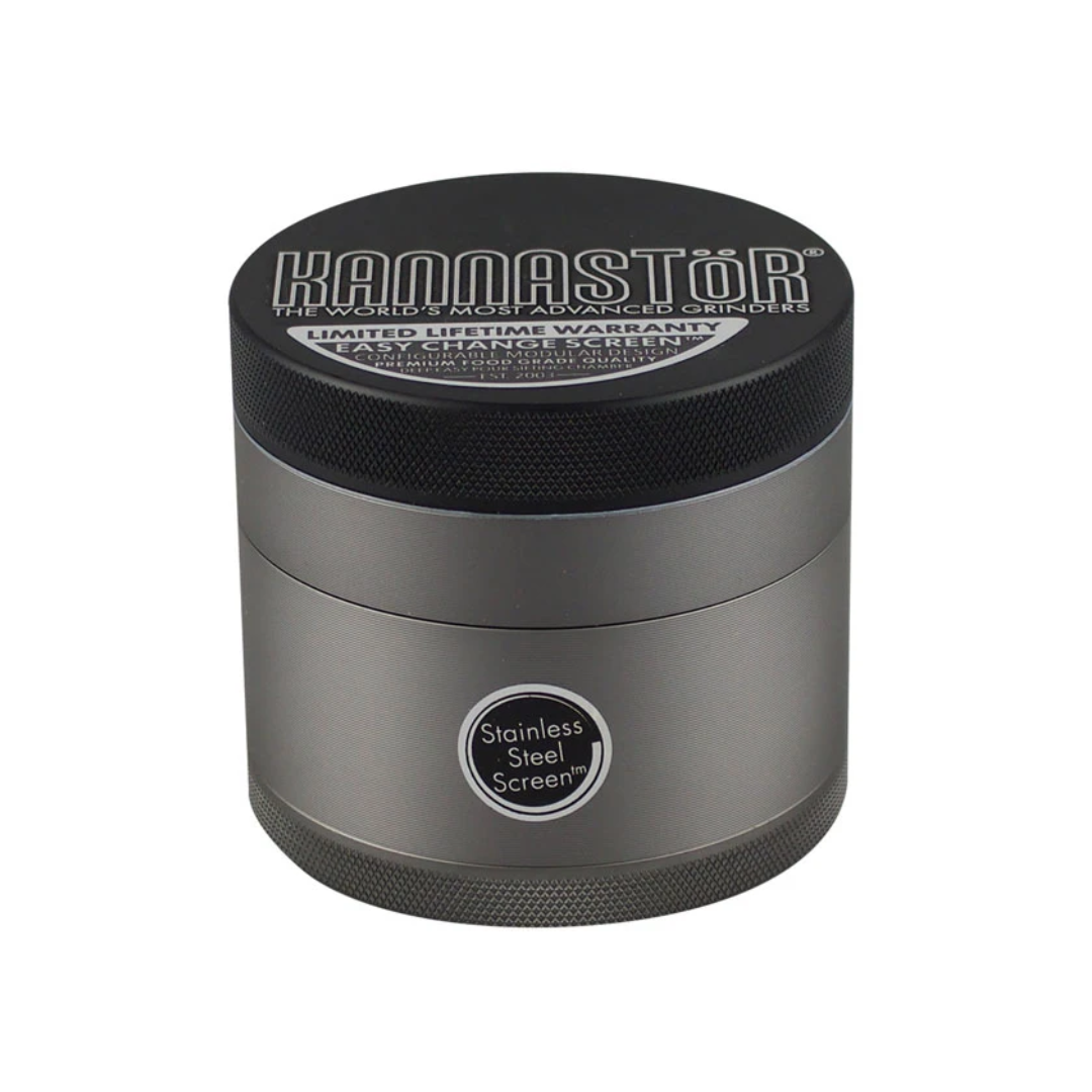 Kannastor Easy Screen 4 Piece Grinder – Gunmetal – 2.5”/63mm