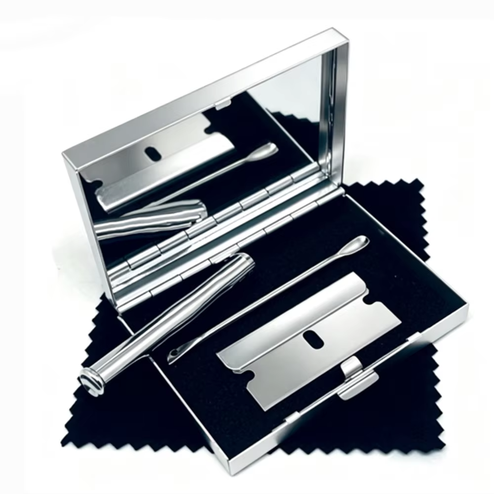 Snuff Kit With Aluminium Case with Built in Mirror – Large