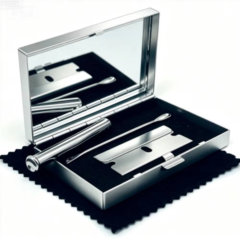 Snuff Kit With Aluminium Case with Built in Mirror – Large