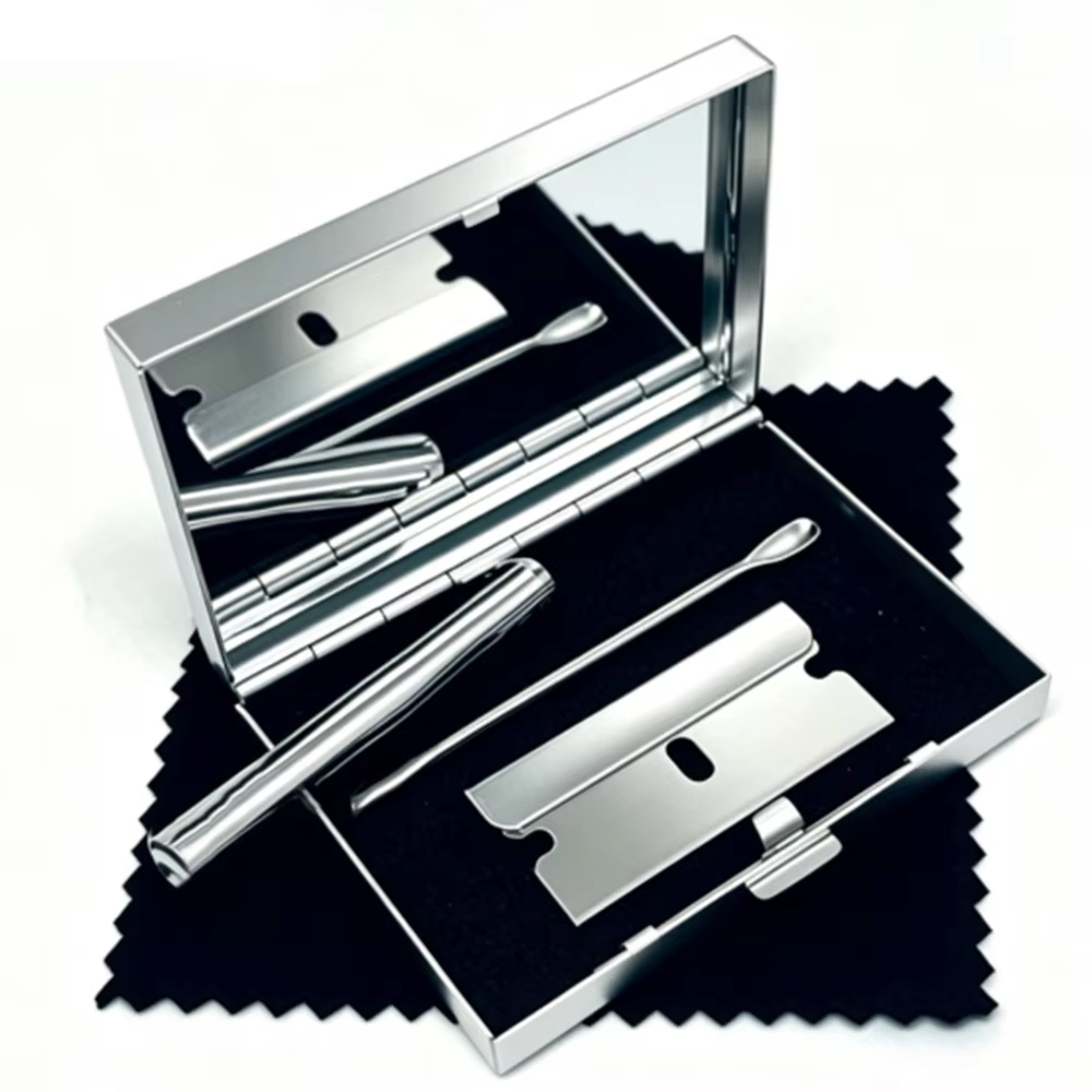 Snuff Kit With Aluminium Case with Built in Mirror – Large