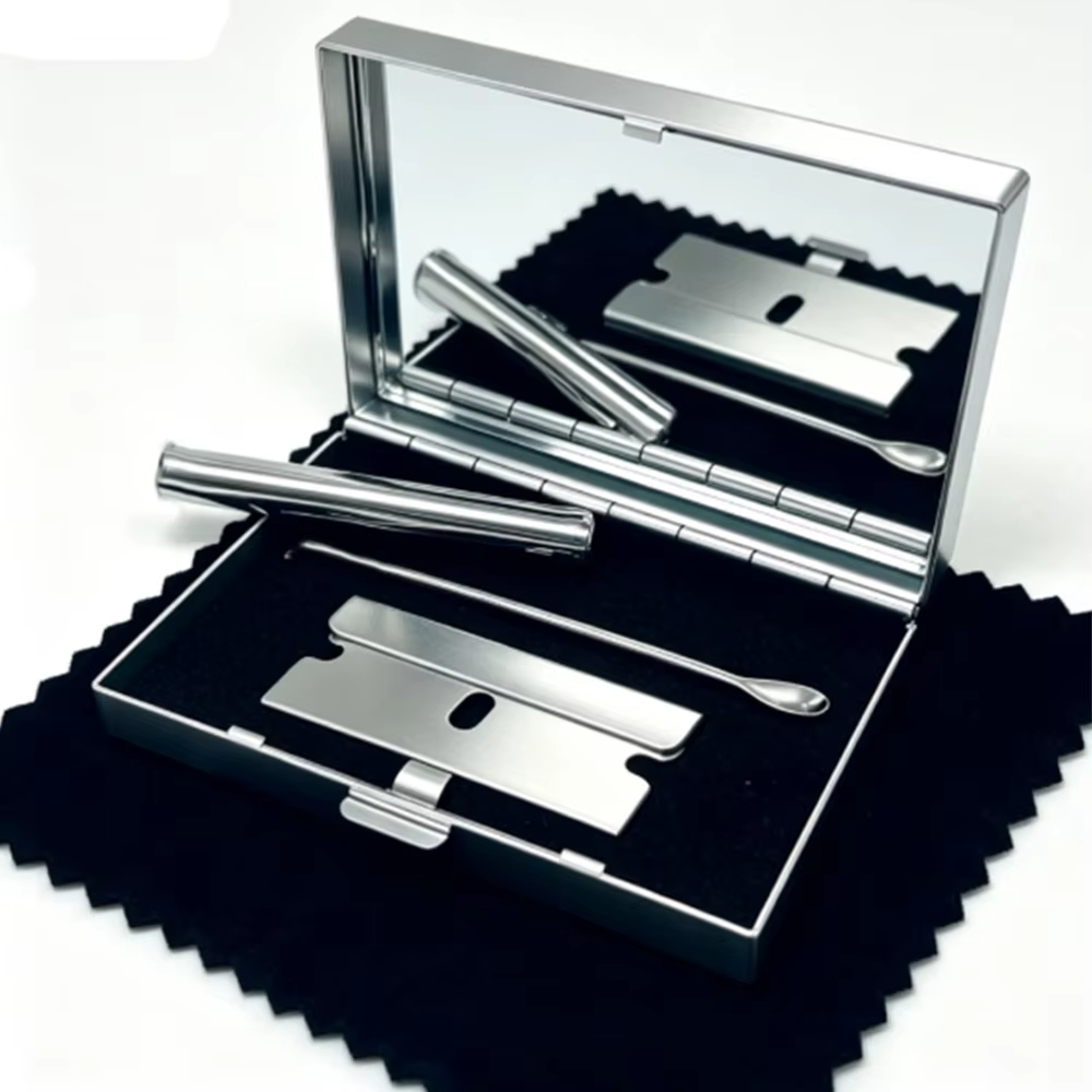 Snuff Kit With Aluminium Case with Built in Mirror – Large